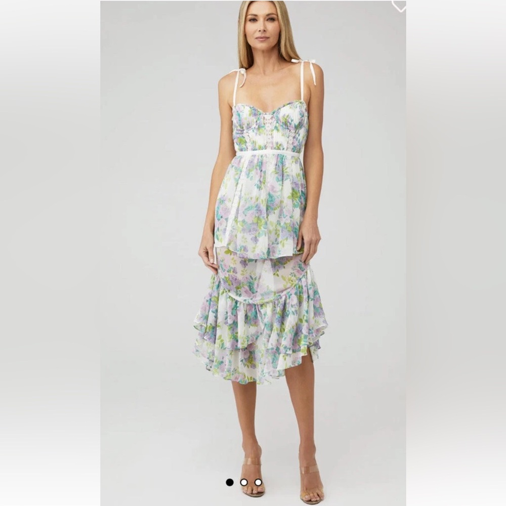 For Love And Lemons Meadow Maxi Strapless Floral Ruffle Dress - Picture 4 of 10